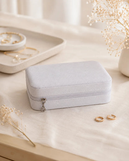 ROVELUNE Compact Travel Jewelry Case in Pearl Gray