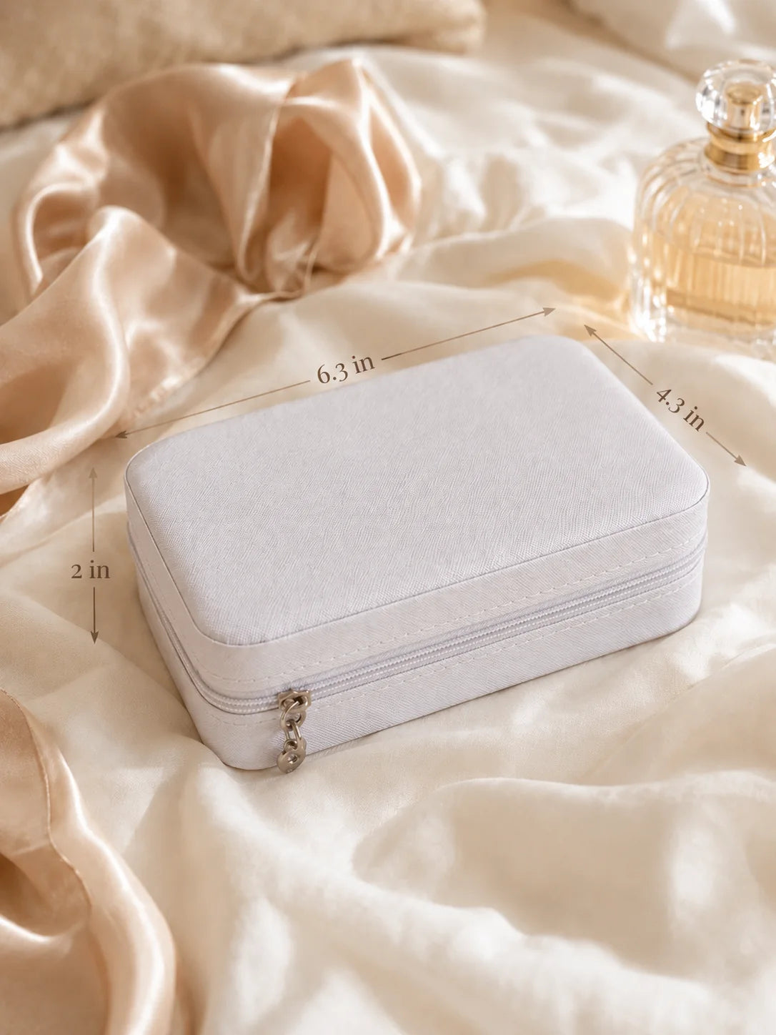 Pearl Gray compact travel jewelry case interior storage